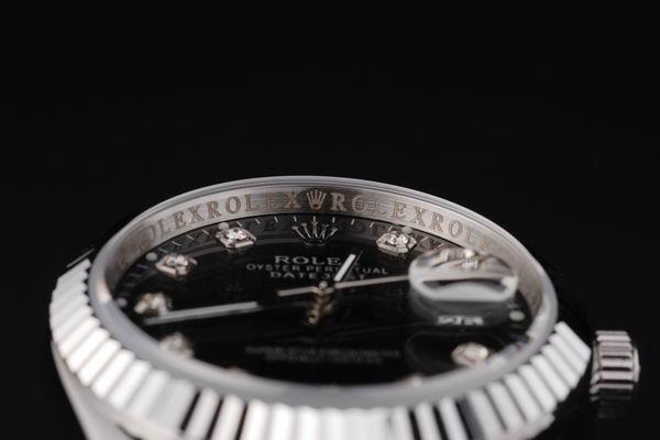 Rolex Datejust Silver Bezel Black Surface Watch-RD2394