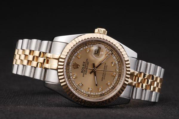 Rolex Datejust Stainless Steel Golden Dial Watch-RD2386