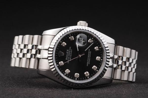 Rolex Datejust Swiss Mechanism Silver Black Watch-RD2379