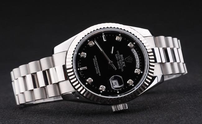 Rolex Day-Date 33 mm Black Surface Cutwork Watch-RD2883