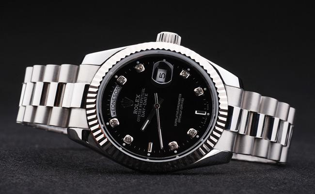 Rolex Day-Date 33 mm Black Surface Cutwork Watch-RD2883