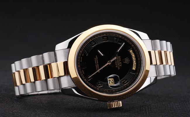 Rolex Day-Date Black&Golden Stainless Steel Watch-RD2876