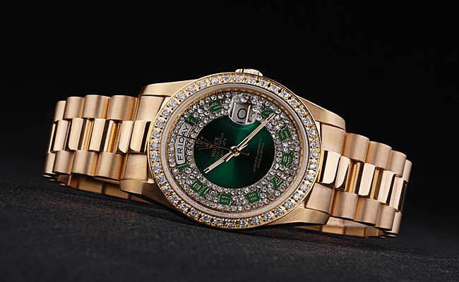 Rolex Day-Date Diamond Cutwork Green 37mm Men Watch-RD3842