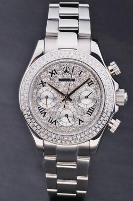 Rolex Daytona Mechanism Silver Diamond 33mm Women Watch-RD3798