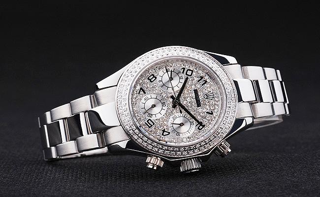 Rolex Daytona Mechanism Silver Diamond 33mm Women Watch-RD3800