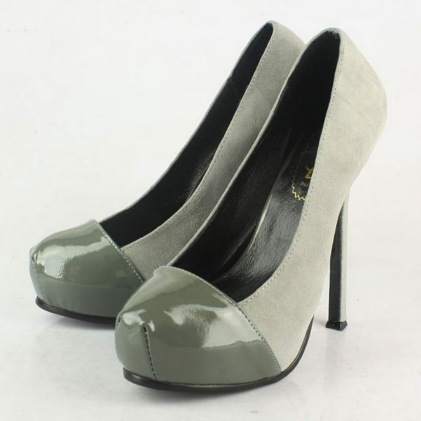 Yves Saint Laurent Suede and Patent Pumps Grey