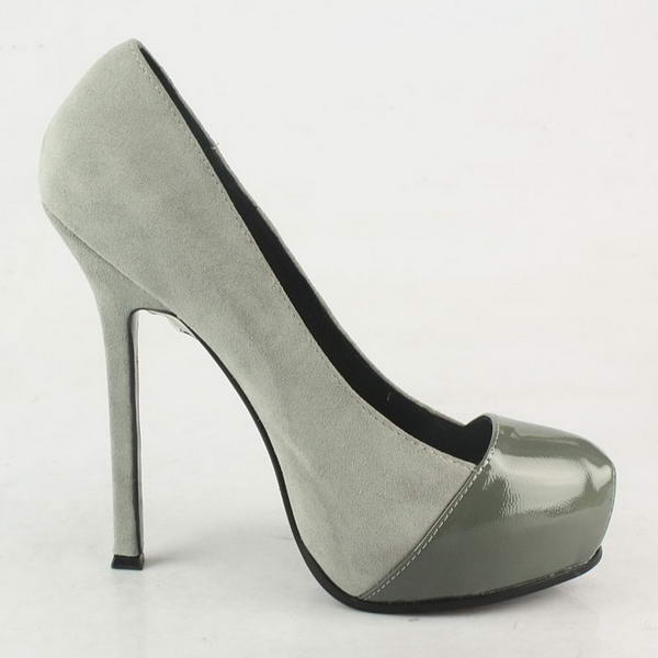 Yves Saint Laurent Suede and Patent Pumps Grey