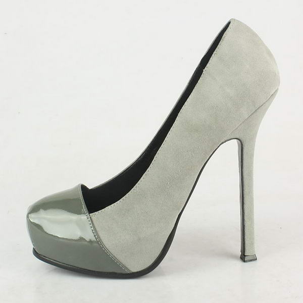 Yves Saint Laurent Suede and Patent Pumps Grey