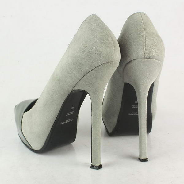 Yves Saint Laurent Suede and Patent Pumps Grey