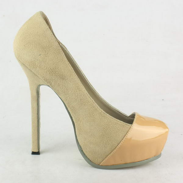 Yves Saint Laurent Suede and Patent Pumps Apricot