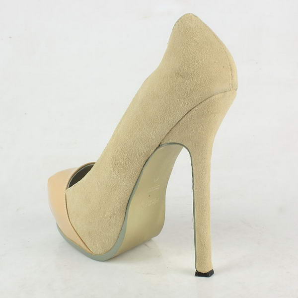 Yves Saint Laurent Suede and Patent Pumps Apricot