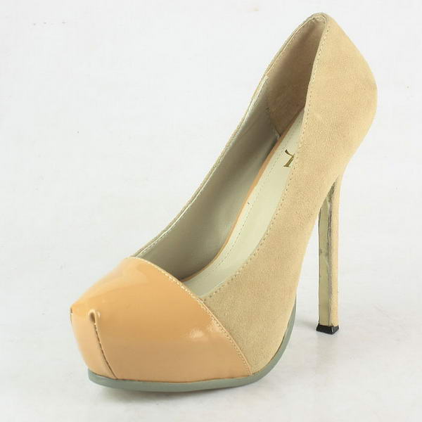 Yves Saint Laurent Suede and Patent Pumps Apricot