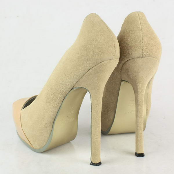 Yves Saint Laurent Suede and Patent Pumps Apricot