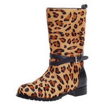 Yves Saint Laurent Chyc Biker Leopard Print Boots