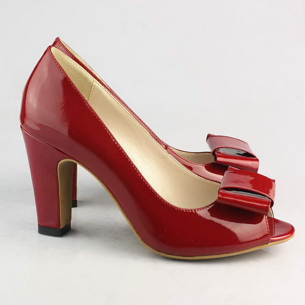 miu miu Patent Leather Bow Peep Toe Pump Red