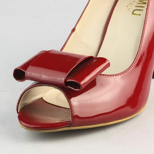 miu miu Patent Leather Bow Peep Toe Pump Red