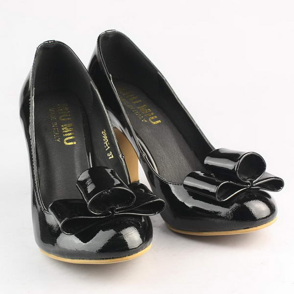 miu miu Patent Leather Bow Round Toe Pump Black