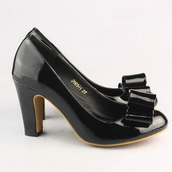 miu miu Patent Leather Bow Round Toe Pump Black