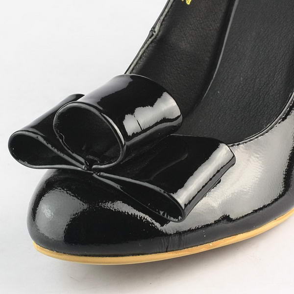 miu miu Patent Leather Bow Round Toe Pump Black