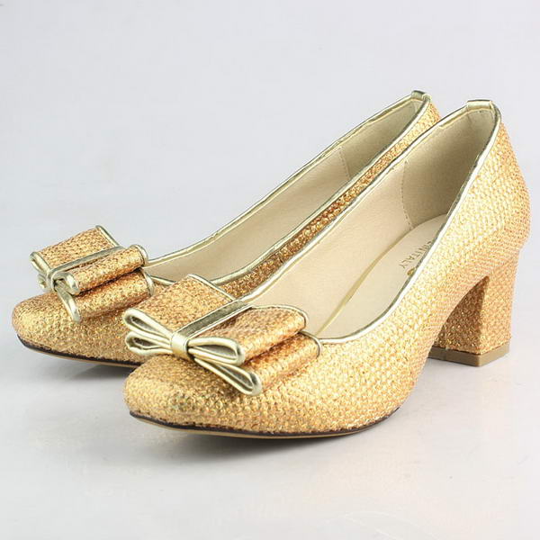 miu miu Rigid Sequined Bow Pump Gold