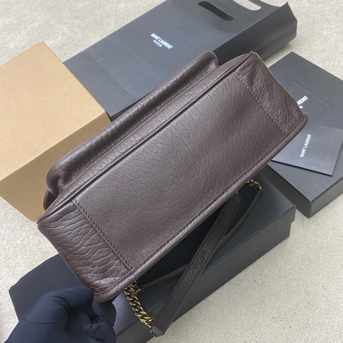 Saint Laurent NIKI MEDIUM IN GRAINED LAMBSKIN 633178 coffee red