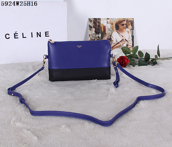 Celine in pelle blu Pochette nero