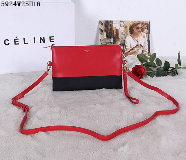 Celine in pelle rossa Pochette nero