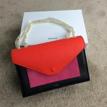 Pelle Celine Pocket Borsa Seashell Nubuck 175.383 Black & Rose & Orange