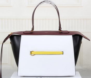 Celine Anello Borsa liscia pelle di vitello 176203 White & Black & Maroon