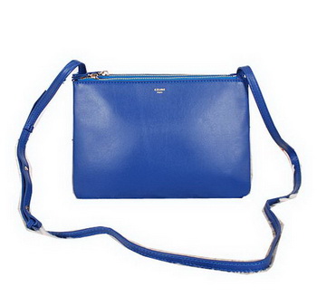 Celine Trio pelle di vitello Tracolla C27002 Blu