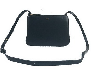 Celine Trio cuoio originale Borsa a tracolla C98317 nero