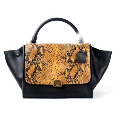 Celine Black Coffee Classic Snake modello di Borsa in pelle