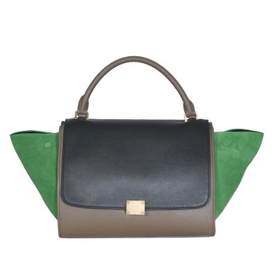 Celine Classic Black caffè verde Borse pelle di vacchetta