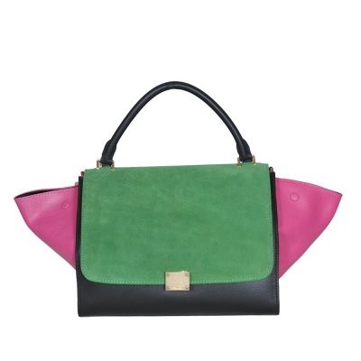 Celine Classic Black Green Rose Borse in pelle di vacchetta