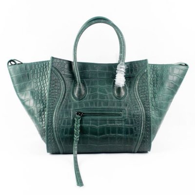 Celine Dark Green Boston Croco Leather Borse