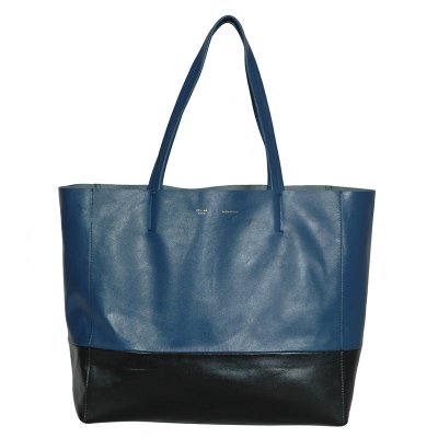 Celine pelle di pecora Borse Blu Nero