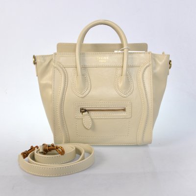 Celine Boston Bag in pelle Beige Bianco Sorriso