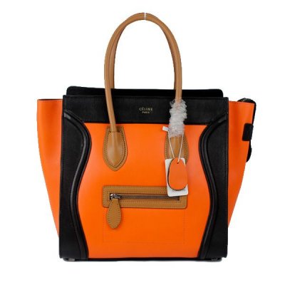 Celine Boston Black Orange Tan Borse in pelle Sorriso