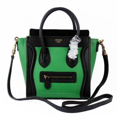 Celine Boston erba verde-nero Sorriso Pelle Borse