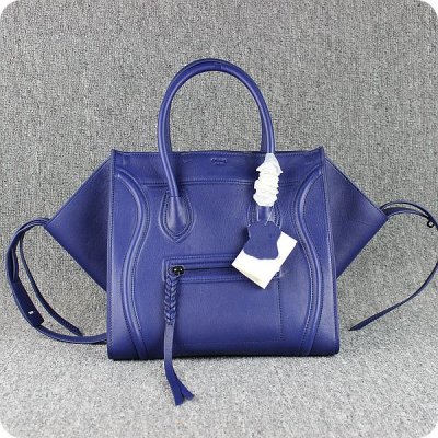 Celine Boston Navy Blue Piazza vitello Borse