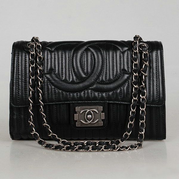 Chanel A52166 Flap Shoulder Borse in pelle di pecora nera