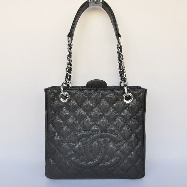 Chanel A50994 Nero Media Shopping Borse hardware Argento