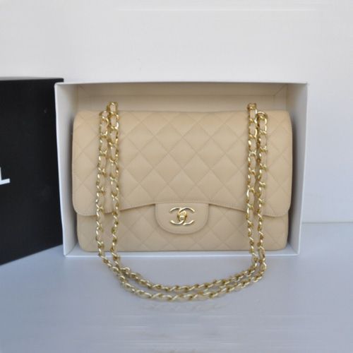 Chanel Jumbo Flap Borse Albicocca doppio originale Caviar Leather A36097 Oro