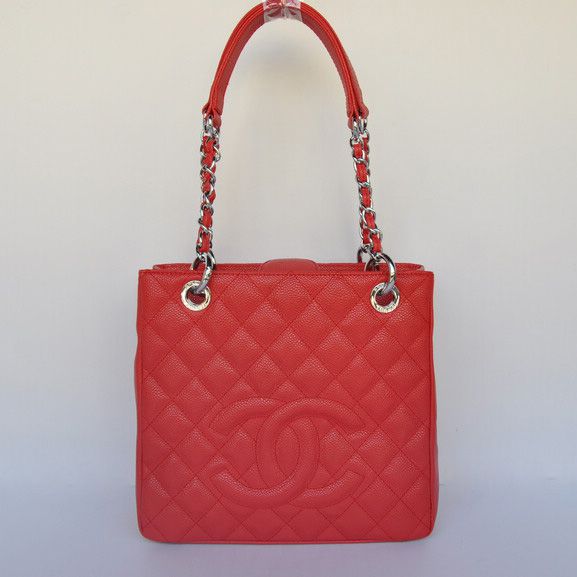 Chanel A50994 Rosso Media Shopping Borse hardware Argento