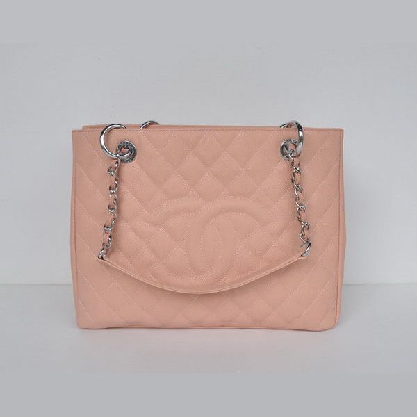 Borsa Chanel A50995 Rosa Cannage a tracolla in pelle argento