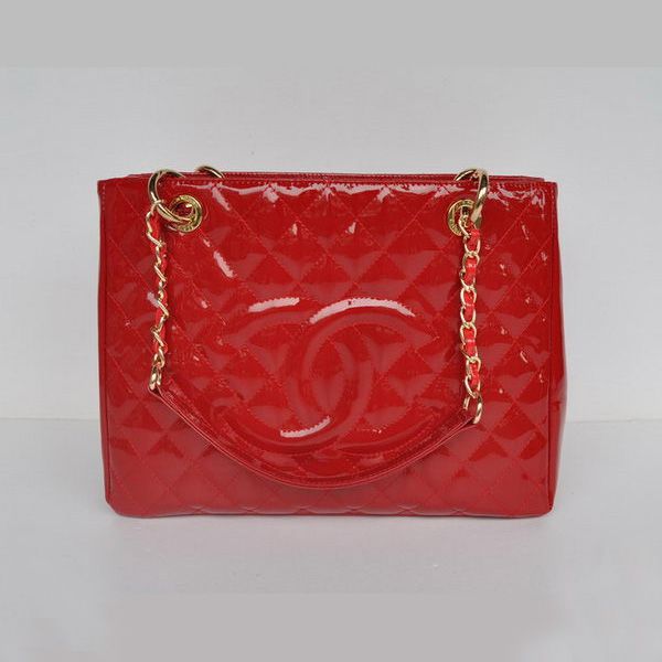 Borsa Chanel A50995 Rosso Patent Leather Shoulder Oro