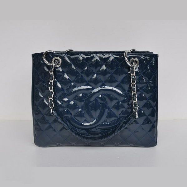 Borsa Chanel A50995 RoyalBlu spalla in pelle verniciata argento