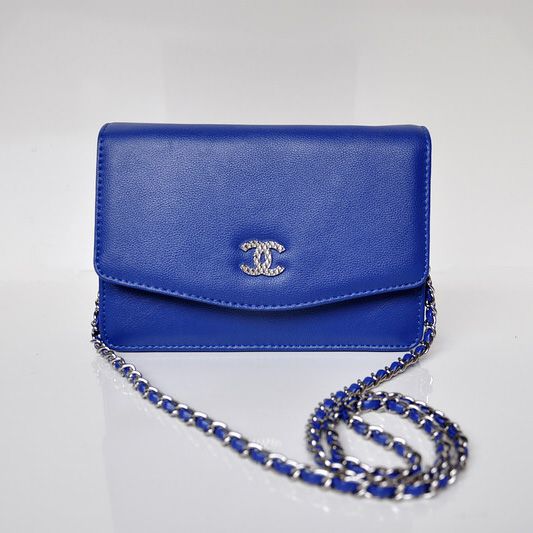 Borsa Chanel A33800 Flap Shoulder pelle di vitello blu