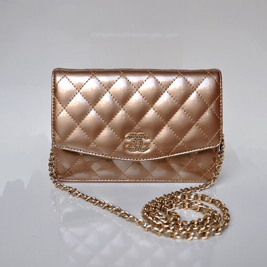 Chanel A33800 Flap Shoulder Borse Patent Leather Bronzo