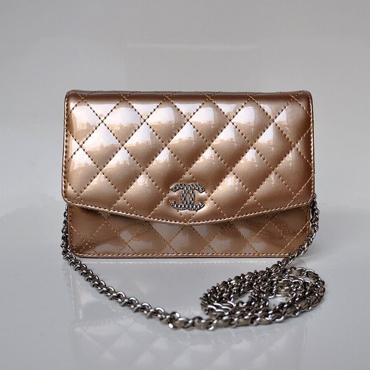 Chanel A33800 Flap Shoulder Borse Patent Leather Bronzo